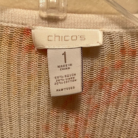 CHICO’S Women’s Zigzag Print Lightweight Sweater Jacket. Sz Chico’s 1. - Picture 3 of 3